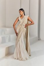 Women's frill ruffle ready to wear saree for wedding mehandi party diwali haldi reception navratra gift. - Image 3