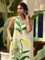 Women's Pure Cotton Sleeveless Regular Kurta with Pant (Green-Leaf-p) - Image 2