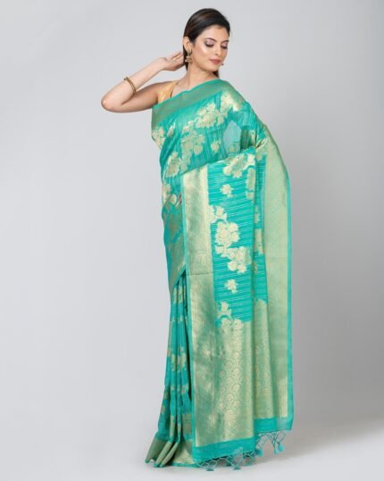 Woven Banarasi Saree with Contrast Border