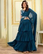 Women Pre-Stitched Saree with Ruffled Detail - Image 4