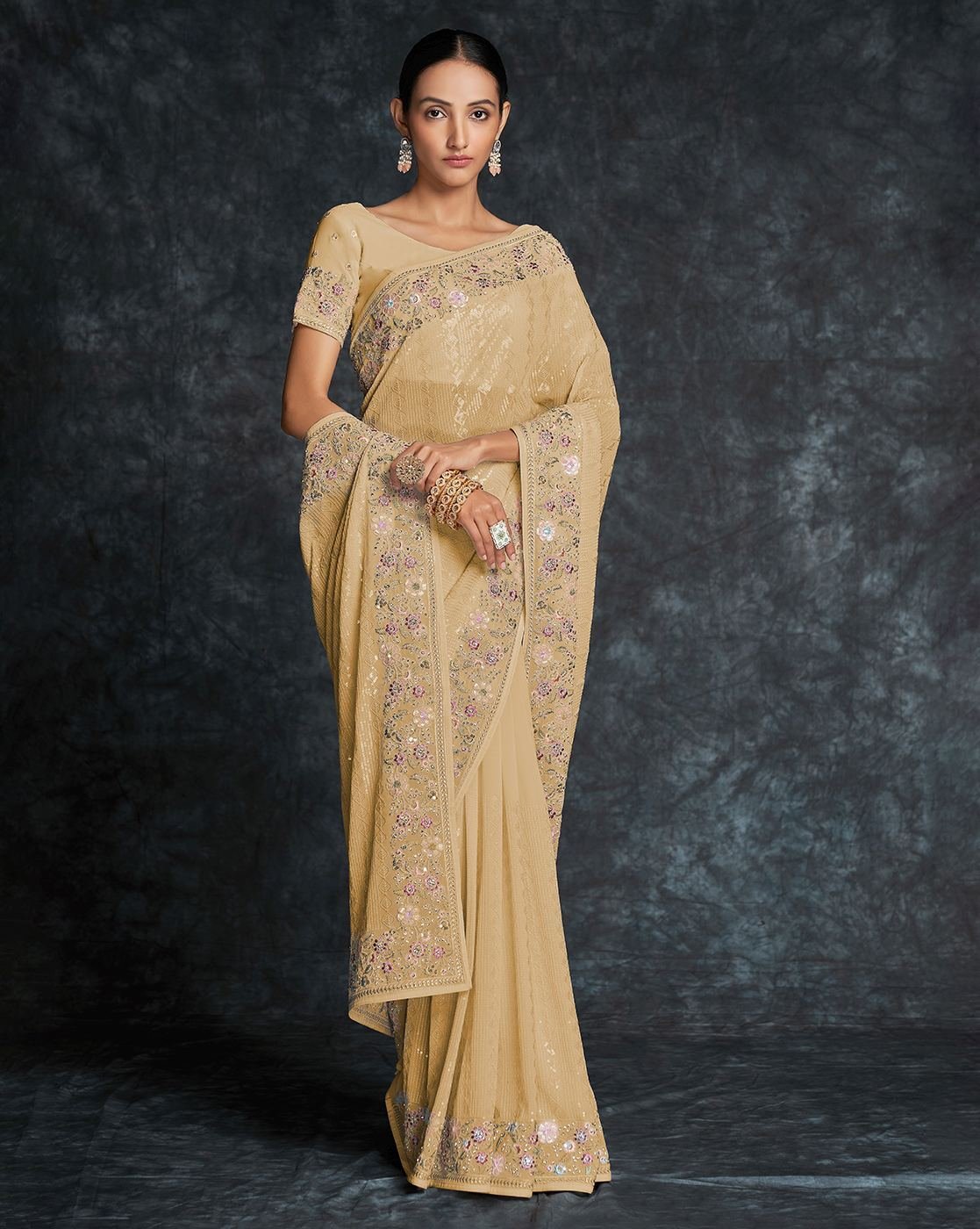 -1117Wx1400H-701056645-mustard-MODEL Women Traditional Saree - Image 1