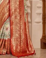 Women Woven Saree with Contrast Border - Image 5